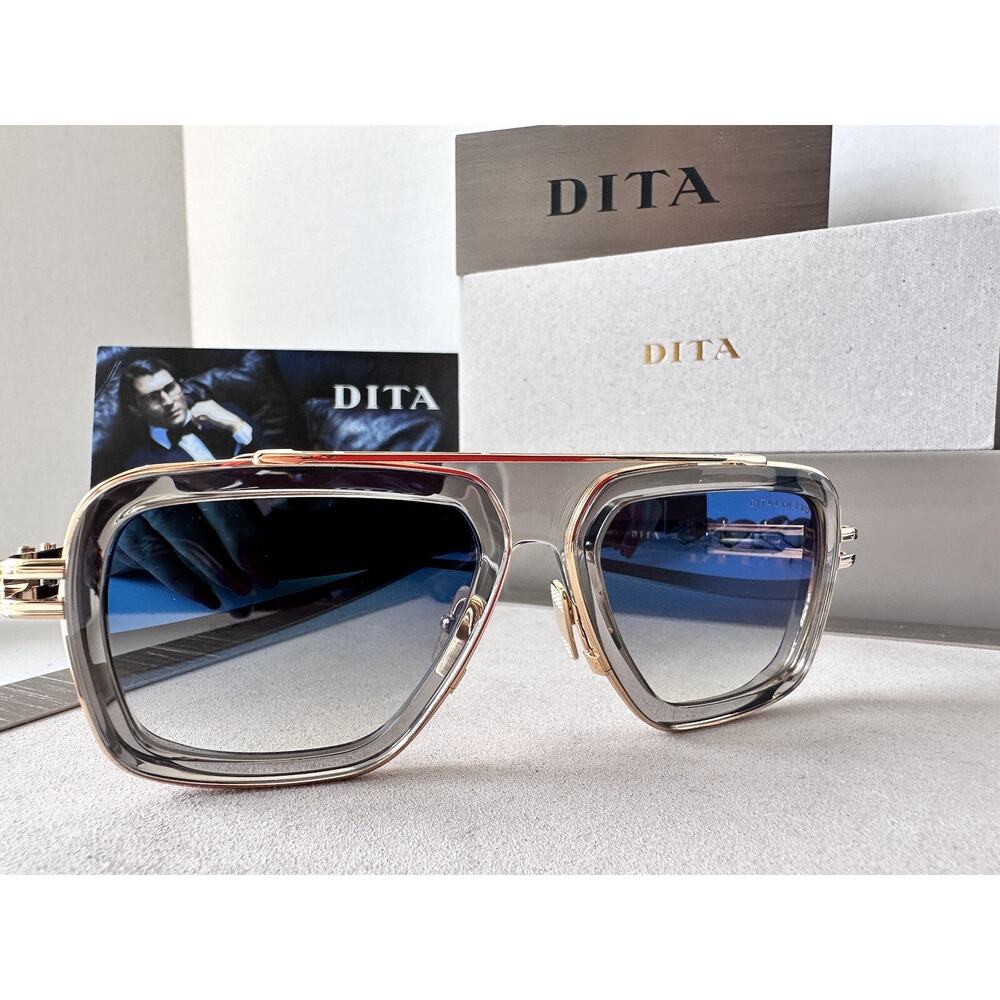 DITA Sunglasses LXN-EVO DTS403-A-02 Crystal Grey White Gold Blue Flash Mirror - Picture 5 of 11